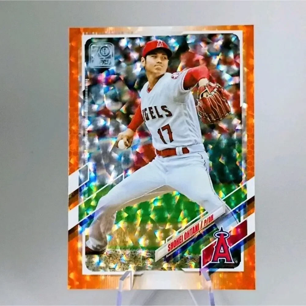 Shohei Ohtani 2021 Topps Chrome #150 Orange Foil Refractor SP 237/299 - Picture 2 of 8